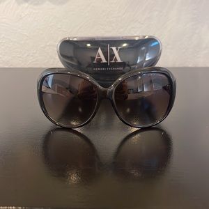 A/X Armani Exchange Sunglasses with Case, brown with golden accents.